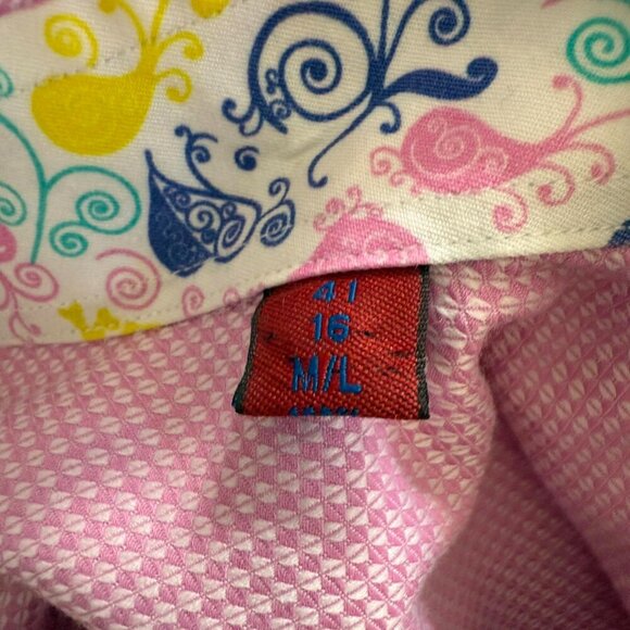 Robert Graham French Cuffs Skulls Paisley Pink 16 Neck - Picture 5 of 7